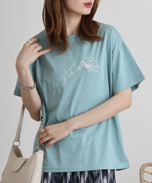 tシャツ BRODIAEA シンプル刺繍Tシャツ レディース tシャツ BRODIAEA シンプル刺繍Tシャツ レディース : ZOZOTOWN
