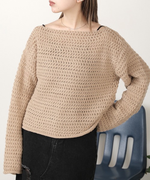 babco ニット　ショート丈 ROOP TOKYO ニット セーター ルーズシルエット ボートネック