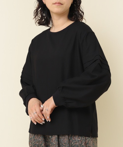 tシャツ B2852 リネンレーヨンリブコンビブラウス レディース