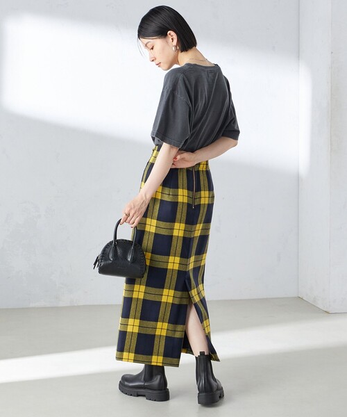 フリンジ付きスカート SHIPS（シップス） スカート チェック フリンジ スカート : ZOZOTOWN