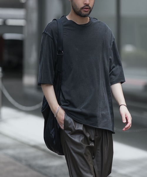 hug o war VINTAGE CHIC オーバーサイズTシャツ グレー ATTACHMENT tシャツ 80/2 ピマコットンジャージー オーバー