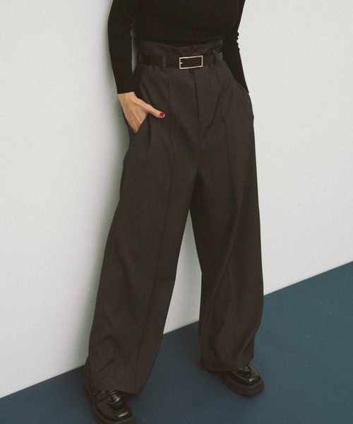 HANNE パンツ ピンタックハイウエストパンツ レディース : ZOZOTOWN