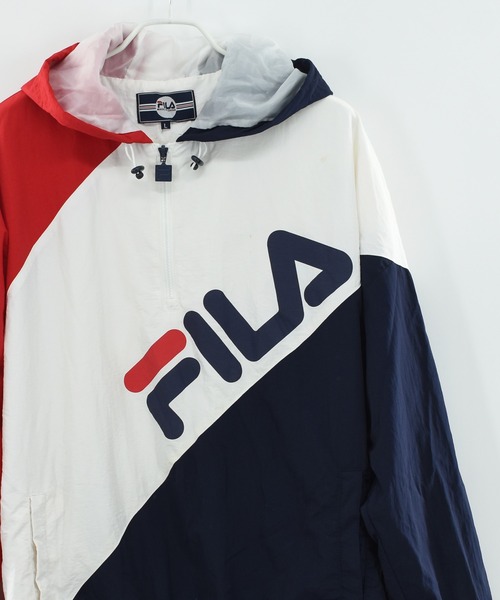 レアビンテージFILAフィラトリコロールプルオーバー中綿ジャケットサイズL FILA（フィラ） ナイロンジャケット 「ヴィンテージ古着」FILA プル