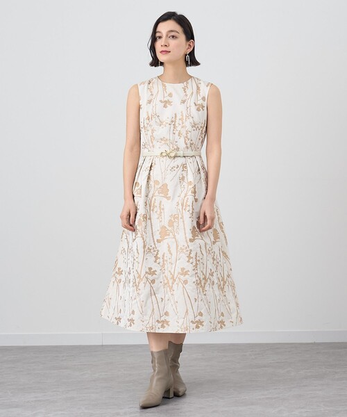 ANAYI ドローイング フラワータックワンピース ペールカラー　　ジャガード ANAYI ドローイング フラワータックワンピース ペールカラー