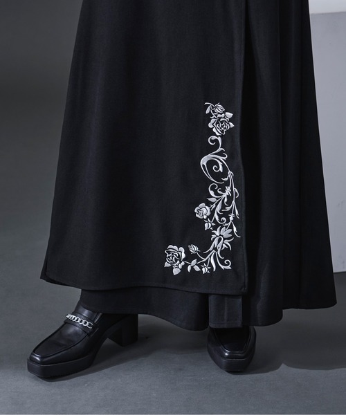 【新品・未使用】Ellno Loset フラワー刺繍ラッププリーツパンツ Ellno Loset パンツ フラワー刺繍ラッププリーツパンツ メンズ