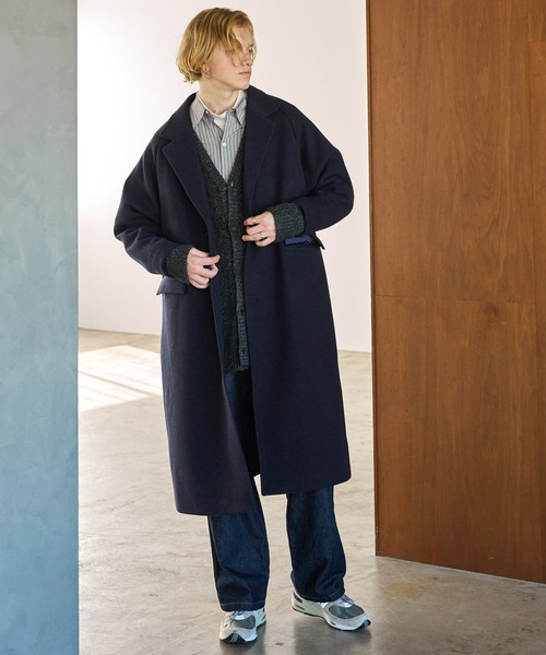 「EMMA CLOTHES」 チェスターコート M ダークネイビー メンズ_画像8
