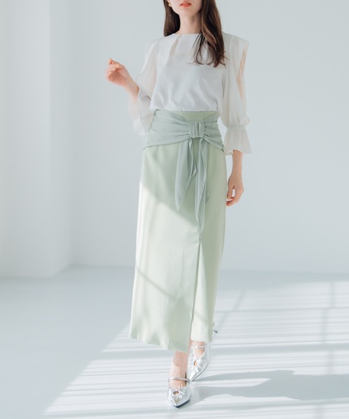 MISCH MASCH スカート 2025春夏新作 シフォンリボンタイト
