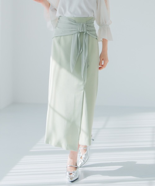 MISCH MASCH スカート 2025春夏新作 シフォンリボンタイト