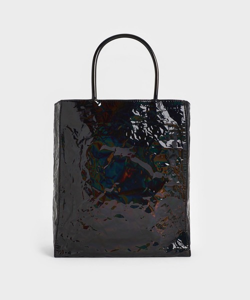 ★CHARLES&KEITH★Matina Ruffled Toteトートバッグ/送料込 CHARLES ＆ KEITH トートバッグ Matina ラージマチナ パテント