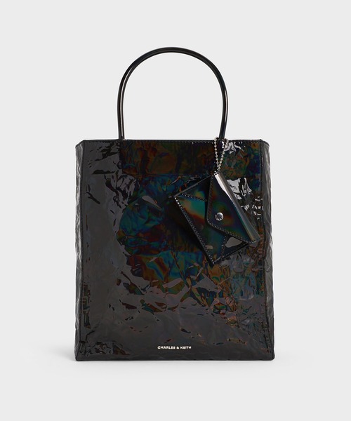 ★CHARLES&KEITH★Matina Ruffled Toteトートバッグ/送料込 CHARLES ＆ KEITH トートバッグ Matina ラージマチナ パテント