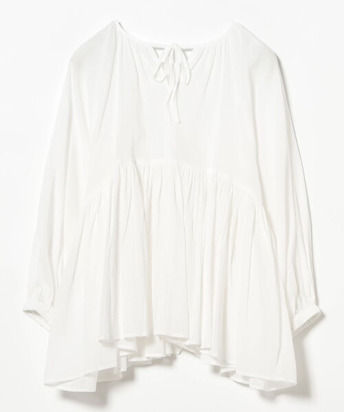 美品　2wayギャザーブラウス　ホワイト B：MING by BEAMS ブラウス シャツ 2WAY ギャザー ブラウス（S