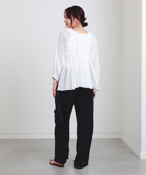 美品　2wayギャザーブラウス　ホワイト B：MING by BEAMS ブラウス シャツ 2WAY ギャザー ブラウス（S