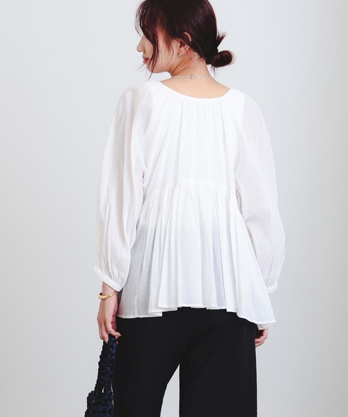 B：MING by BEAMS ブラウス シャツ 2WAY ギャザー ブラウス（S