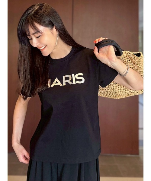 tシャツ UVカット箔プリントロゴTee レディース SHIPS tシャツ 「WEB限定」「手洗い可能」フラワー 箔 プリント