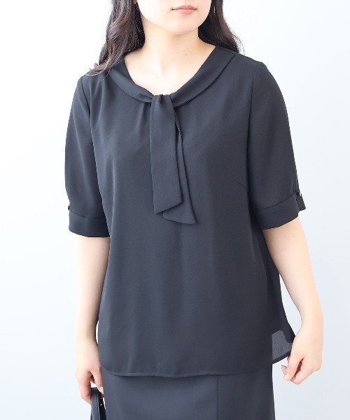 【fleur】【Ｌ〜６Ｌ】ジョーゼットボウタイブラウス fleur by mint breeze ブラウス シャツ 「L〜6L 大きいサイズ