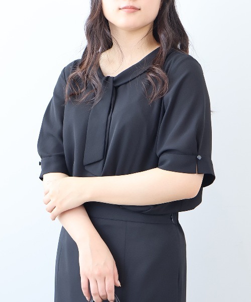 【fleur】【Ｌ〜６Ｌ】ジョーゼット ボウタイ ブラウス fleur by mint breeze ブラウス シャツ 「L〜6L 大きいサイズ