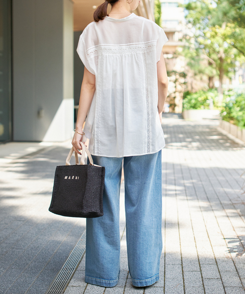 Spick＆Span ブラウス シャツ COローンフレンチレースブラウス