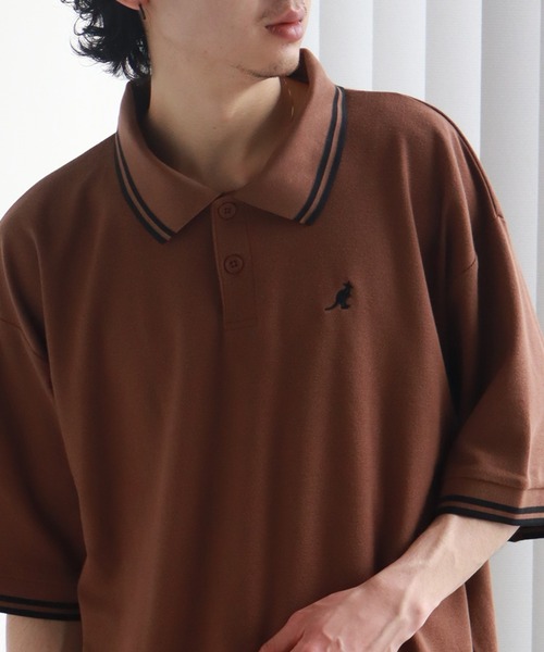 KANGOL（カンゴール） ポロシャツ 配色ライン入り 鹿の子 半袖