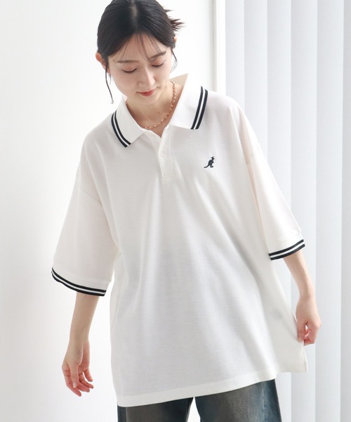KANGOL（カンゴール） ポロシャツ 配色ライン入り 鹿の子 半袖