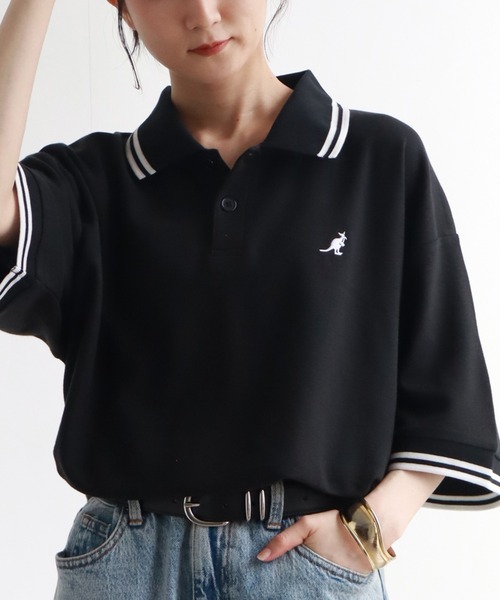 KANGOL（カンゴール） ポロシャツ 配色ライン入り 鹿の子 半袖