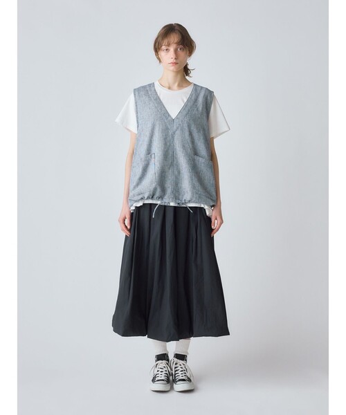 【Midiumi】美品バル－ンスカート グレー MidiUmi スカート コットンリネンバルーンスカート : ZOZOTOWN