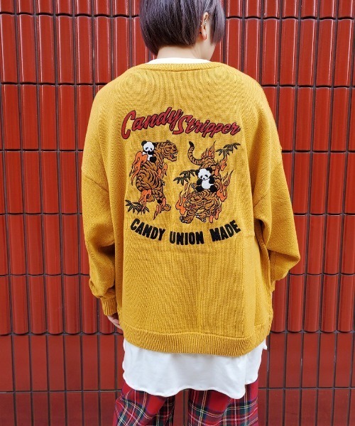 「Candy Stripper」 長袖ニット 2 マスタード レディース