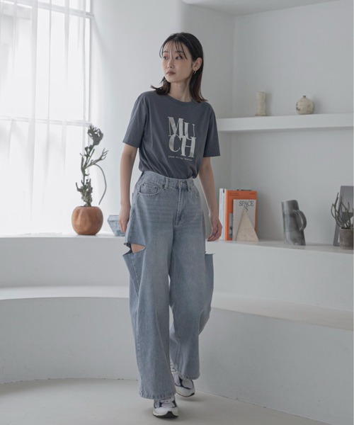 [feepur] повреждение обработка Denim брюки MEDIUM черный женский 
