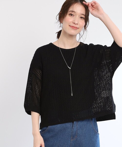 ニット セーター 「夏SALE／E‐QUALITY／手洗い可」レーシーニット レディース