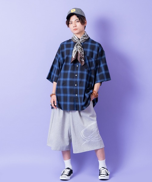 シャツ a.p.o.v. オンブレブロックチェックオーバーサイズシャツ