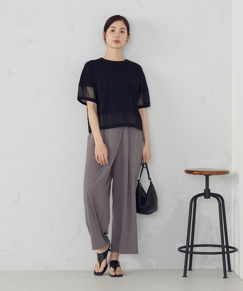 レースコンビトップス COMME CA ISM tシャツ レースコンビ Tシャツ レディース