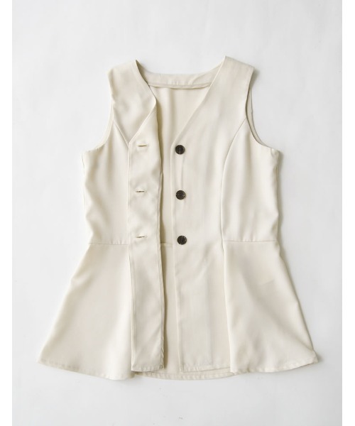 ブラウス シャツ リネンタッチペプラムジレブラウス レディース Re:EDIT｜リネンタッチペプラムジレブラウス | Rakuten Fashion