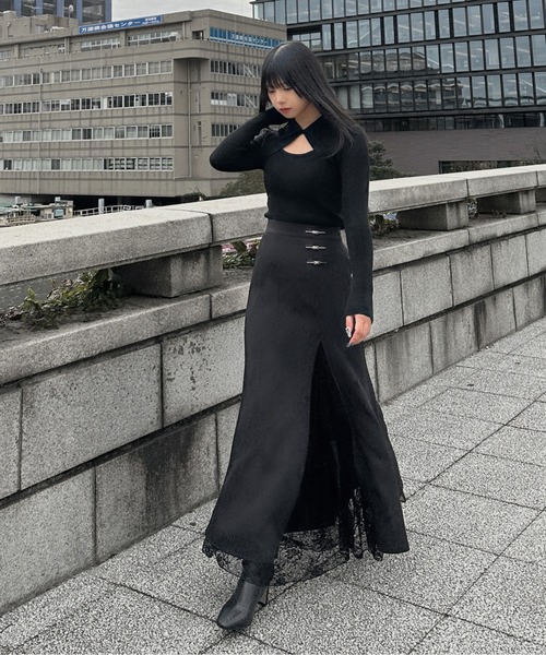 SENEE slit mermaid skirt（スリットマーメイドスカート）黒 slit mermaid skirt（スリットマーメイドスカート）（スカート