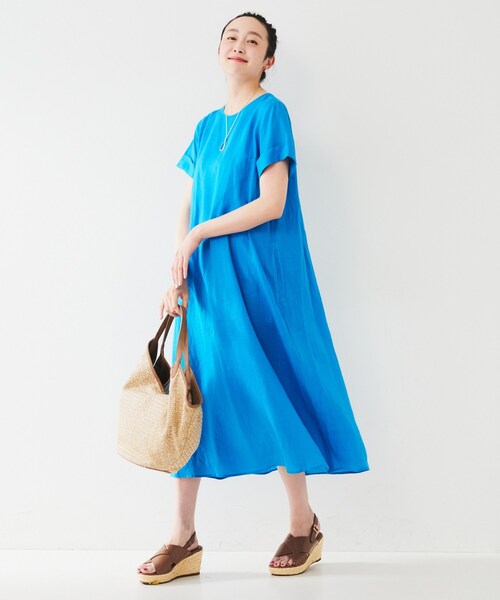 ワンピース A*size100 UNTITLED ワンピース 「麻100/夏ワンピ」フレアラミーワンピース