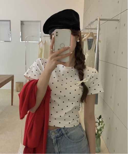 WEGO（ウィゴー） tシャツ WEGO/「水玉」ドット柄タイトクロップド