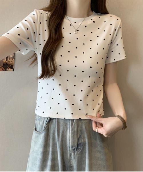 WEGO tシャツ WEGO/「水玉」ドット柄タイトクロップドトップス