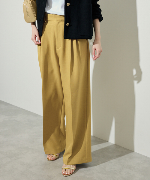 SLOBE IENA スラックス パンツ PEツイルワイド2タックスラックス
