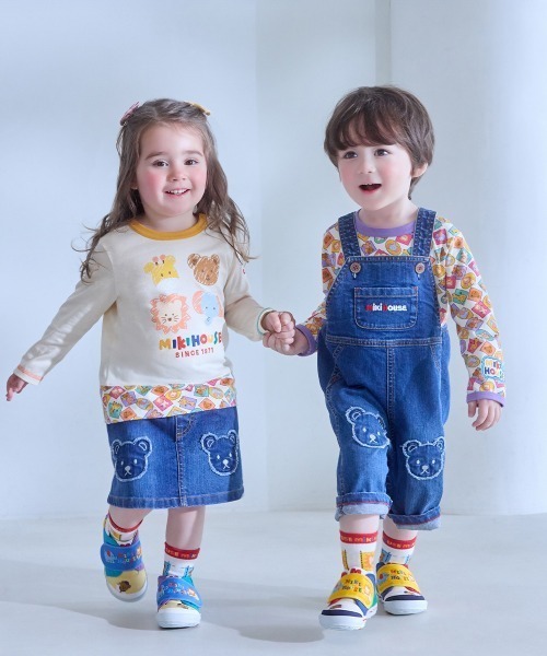 tシャツ クラシックベア総柄長袖Ｔシャツ キッズ 子供服 男の子 女の子の画像