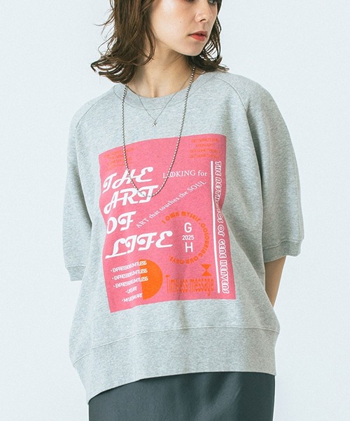 トレーナー スウェット (GENE HEAVENS)HALF SLEEVE GRAPHIC SWEAT レディース