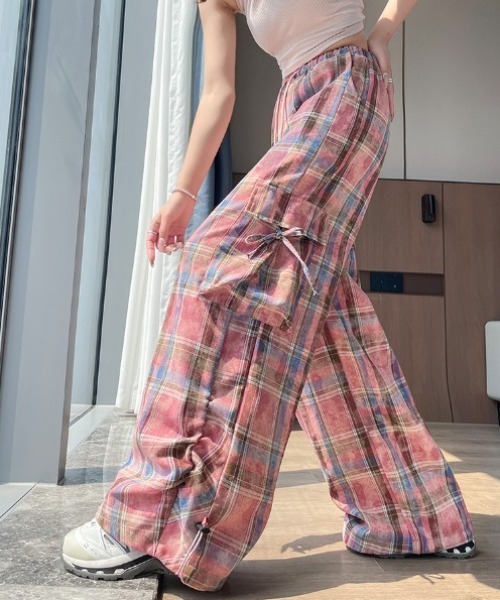 FAVORITO ワイドパンツ パンツ サイドリボンがかわいい♪カラフル