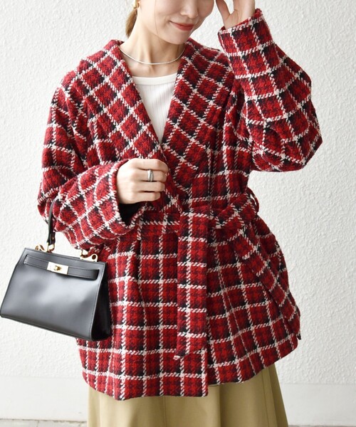 極美品✨エストネーション　23AW 6.8万　ツイードネップコクーンコート　36 LIVIANA CONTI｜ネップツイードコクーンコート