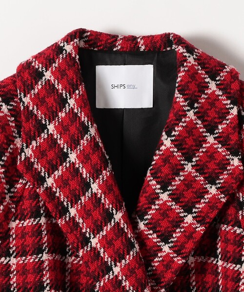 SHIPS any コート アウター any: ブロック ツイード コクーン