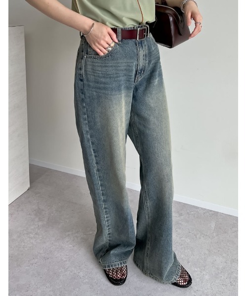 [Re:EDIT] обработка Denim брюки MEDIUM голубой женский 