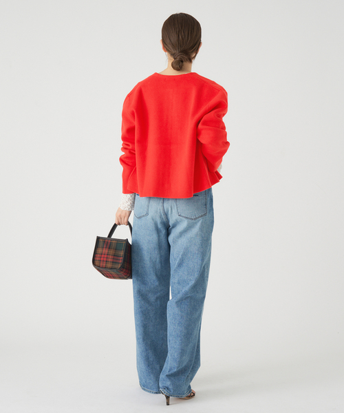 2025 IENA ダブルフェイススナップカーディガン レッド イエナ IENA 《追加》ダブルフェイススナップカーディガン （レッド