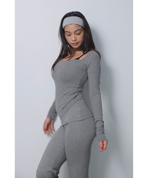 ALEXIA STAM（アリシアスタン） tシャツ Wellness Square Neck Rib Top