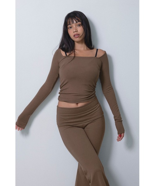 ALEXIA STAM（アリシアスタン） tシャツ Wellness Square Neck Rib Top
