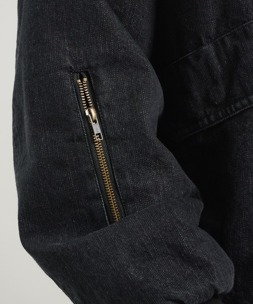 Perushu ブルゾン アウター ヴィンテージライクデニムフードファー