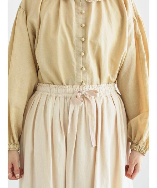 スカート 裾フラワー柄フリル刺繍スカート 裾刺繍 スカート