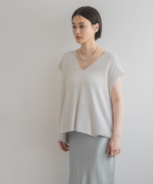 「A part by」 Vネックニット FREE ライトグレー レディース_画像8