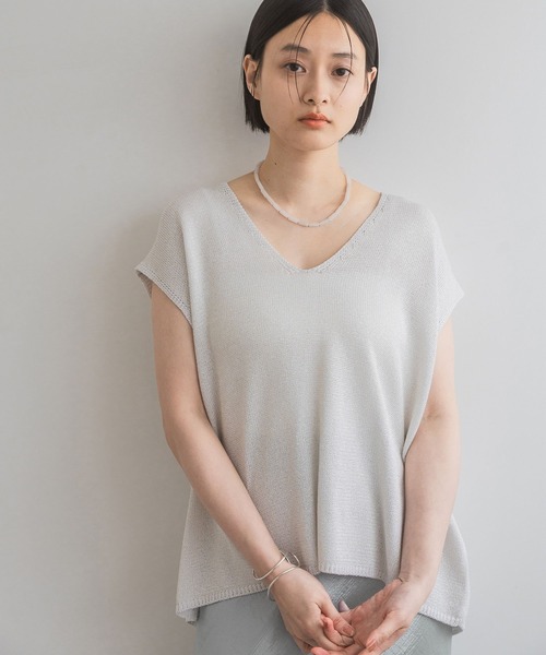 「A part by」 Vネックニット FREE ライトグレー レディース_画像9