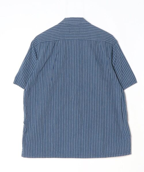 「The DUFFER of ST.GEORGE」 ストライプ柄半袖シャツ X-LARGE ネイビー メンズ_画像2